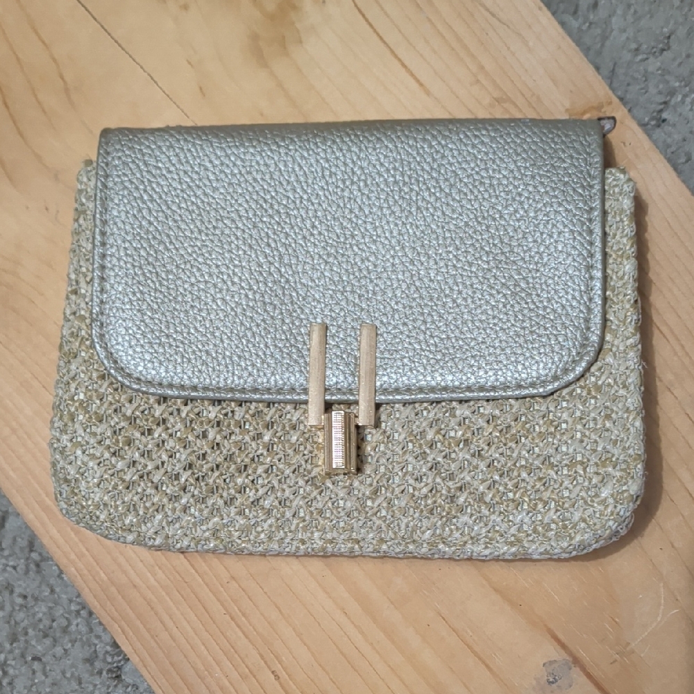 Vintage Chic Silver and Tan Women's Clutch